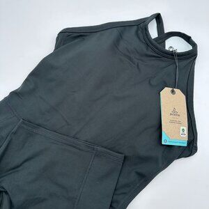 prAna Women's Becksa™ High Neck Scoop‎ Back Fitted Ribbed Shortie , Solid Black